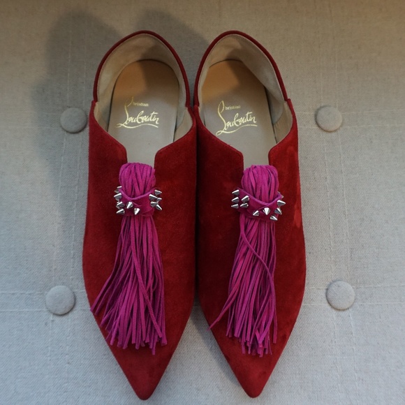 NWOB Red Size 4 Christian Louboutin Medinana Flats - Picture 1 of 8